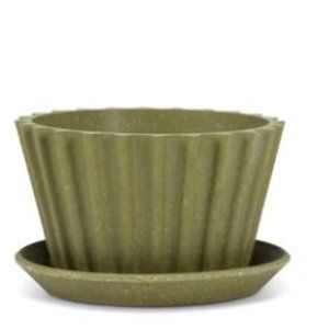 1 Set of 2 PCs planter flute green small plant flower garden home decor tray pot